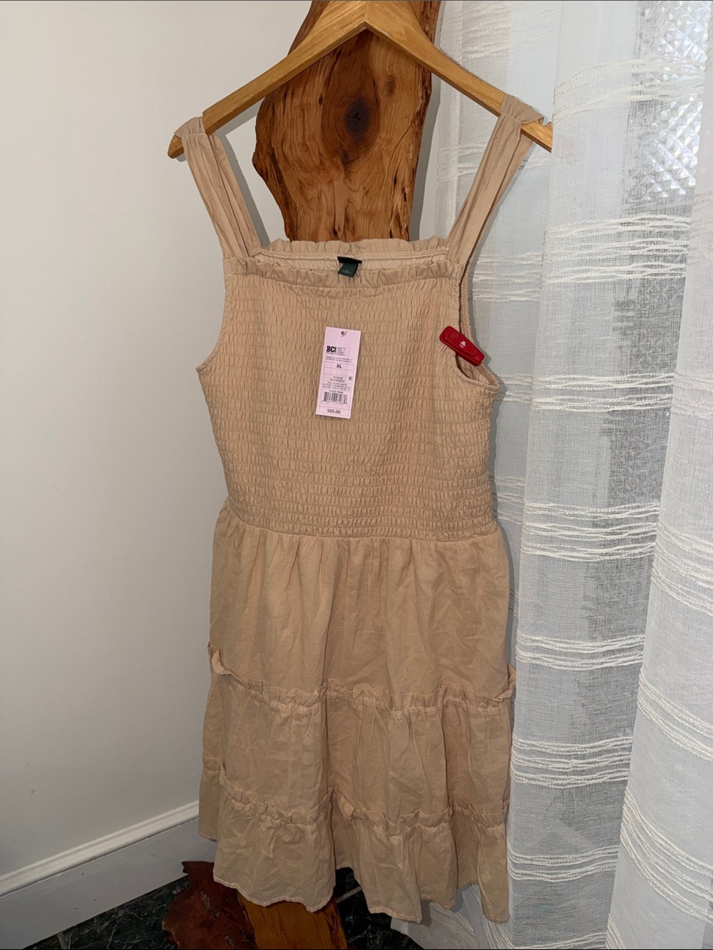 Target Beige Smocked Tiered Sundress